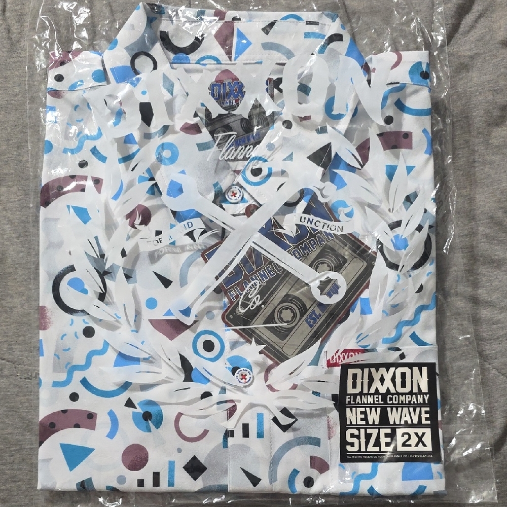 DIXXON Men's Abstract Pattern Shirt - White, Blue, Black